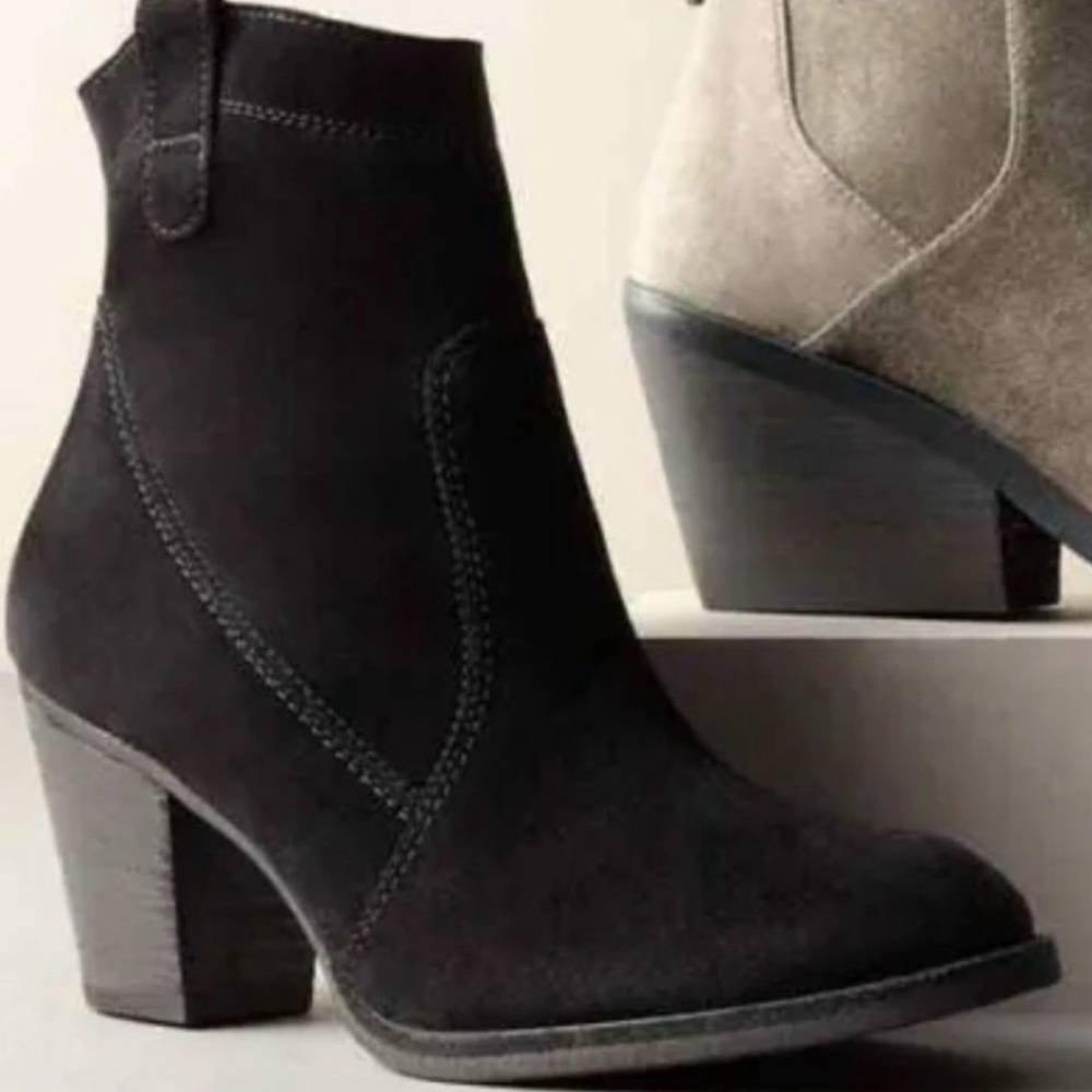 Paul Green Jano Jax boot black ankle bootie suede block heel zip up 9-9.5 size